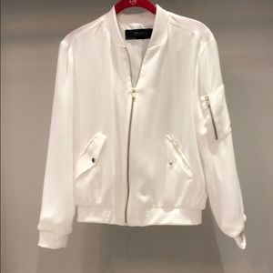 Zara White Lightweight Bomber Jacket Size XS